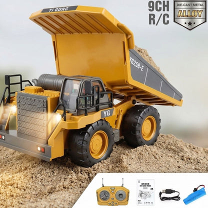 BuildMaster™ – Zdalnie Sterowana Koparka / Wywrotka RC 2.4G | Realistyczna Maszyna Budowlana LED + Dźwięk | Prezent dla Dziecka